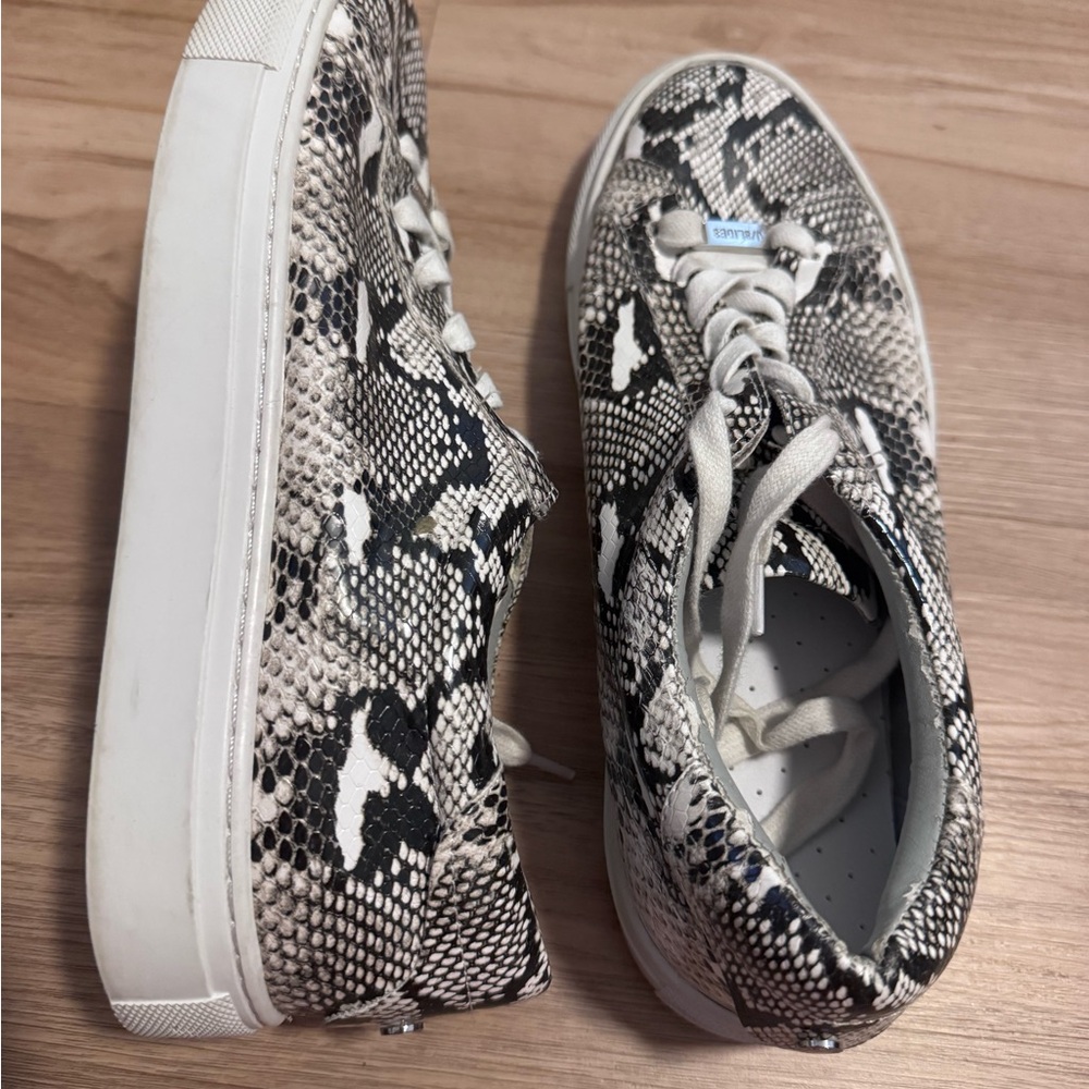 J Slides Gray Snakeskin Leather Sneakers